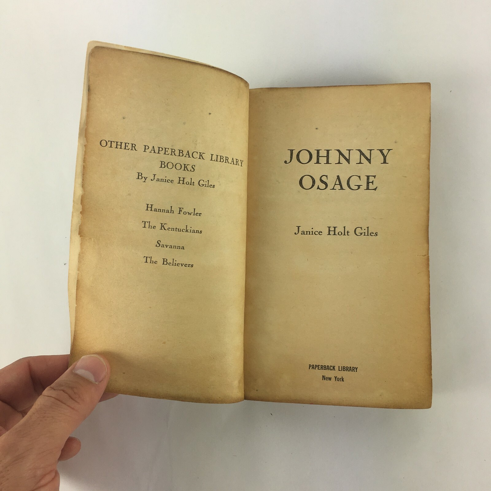 Johnny Osage Janice Holt Giles eBay