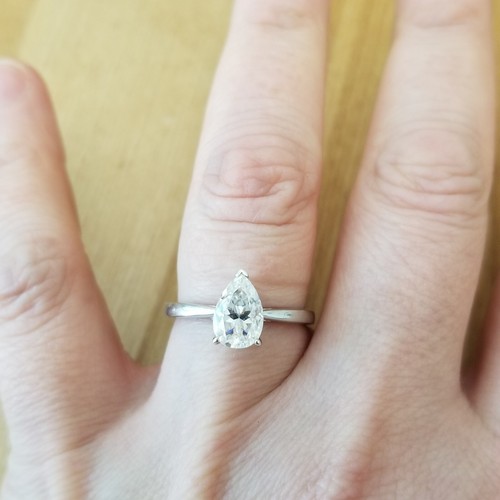 Doveggs Custom 2 Ct. Pear Shaped Astro Cut Moissanite Solitaire Engagement Ring - Picture 9 of 14