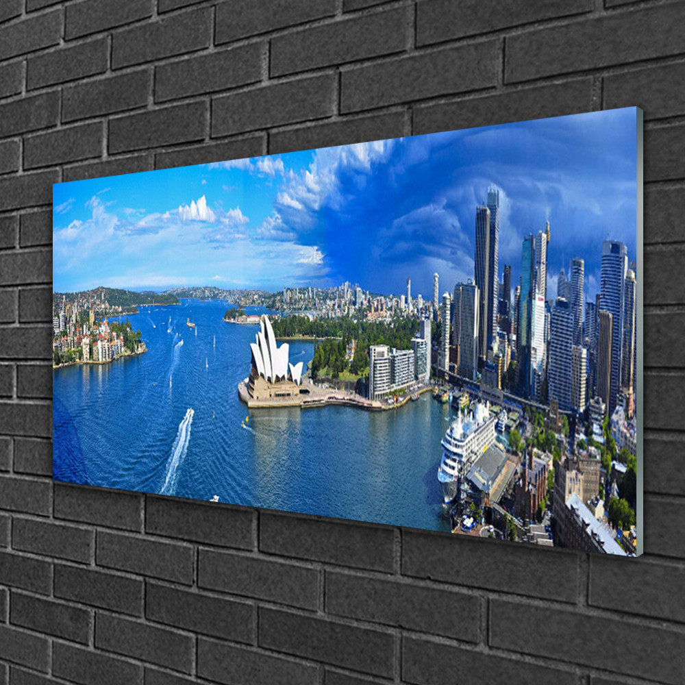 Image sur verre Tulup mer et ville 100x50cm pour agrandir visuellement un salon moderne