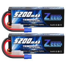 2x Zeee 2S Lipo Battery 7.4V 50C 5200mAh EC3 for RC Vehicles Car Truck Buggy