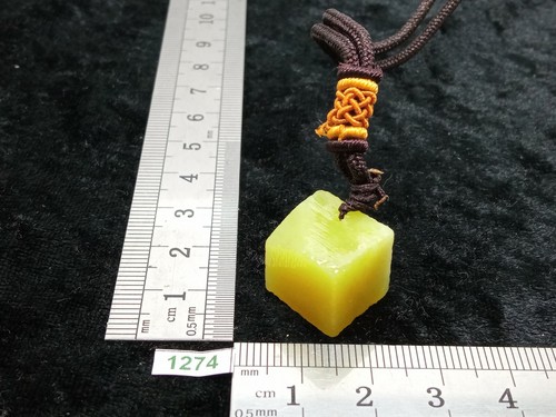 Anhänger JADE ZITRONE natur Würfel mit Kordel Reiki Lithotherapie Zitrone - Bild 1 von 6