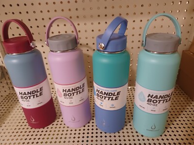 4 Pack HYDROCLEAR 40oz Double Wall Insulated Stainless Steel Water Bottle