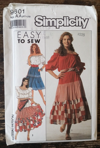 Vintage Simplicity 9601 Schnittmuster Boho Bauern Top Stufen Hippie Rock