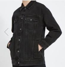 Ladies Dunnes Black Denim Jacket Size Medium Brand New With Tags