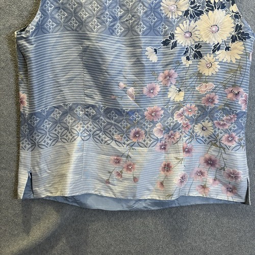 Adrianna Papell Top Women’s Size 10 Medium 100% Silk Floral Sleevless Shirt Tank - Picture 13 of 14