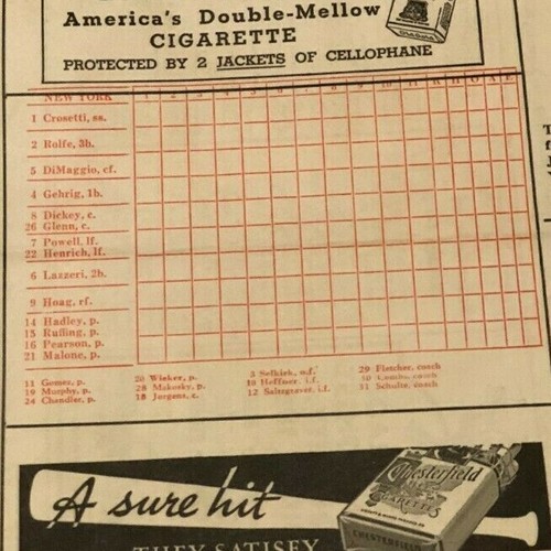 Vtg. Baseball 1937 Philadelphia Athletics NY Yankees Scorecard GEHRIG DIMAGGIO - Picture 5 of 10
