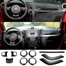 Black Interior Accessories Decoration Cover Trim For Jeep Wrangler JK 11+ 2Door