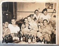 Vintage Army Air Force Photo WW2 Soldiers Pilots Drinking Touch Gay Interest Hug