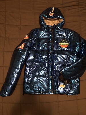 CHAMPION NASA USA METALLIC BLUE PUFFER JACKET