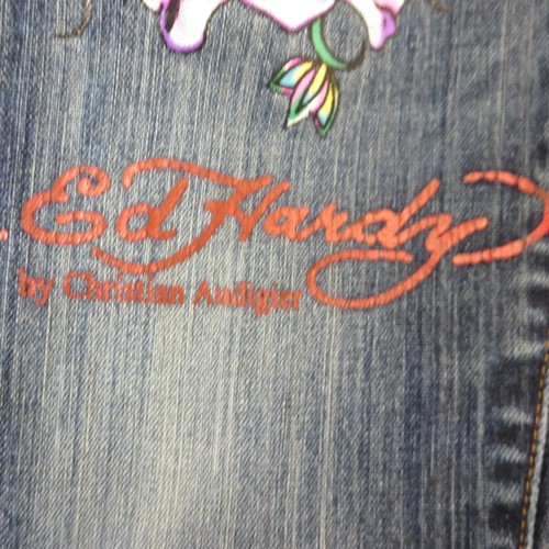 Ed Hardy Christian Audigier Womens Jeans 14 Skull Flowers Love Kills Slowly Y2K - Picture 3 of 20
