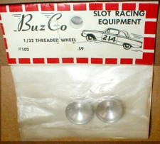 BuzCo 1 Pair 1" Front Threaed  Wheels 5:40 for 1/32  Slot Car #102 NOS 1960s