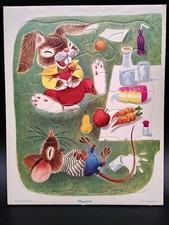 Playskool Golden Tray Puzzle 80-9C Animals Summer Picnic 8" x 10" COMPLETE VINT