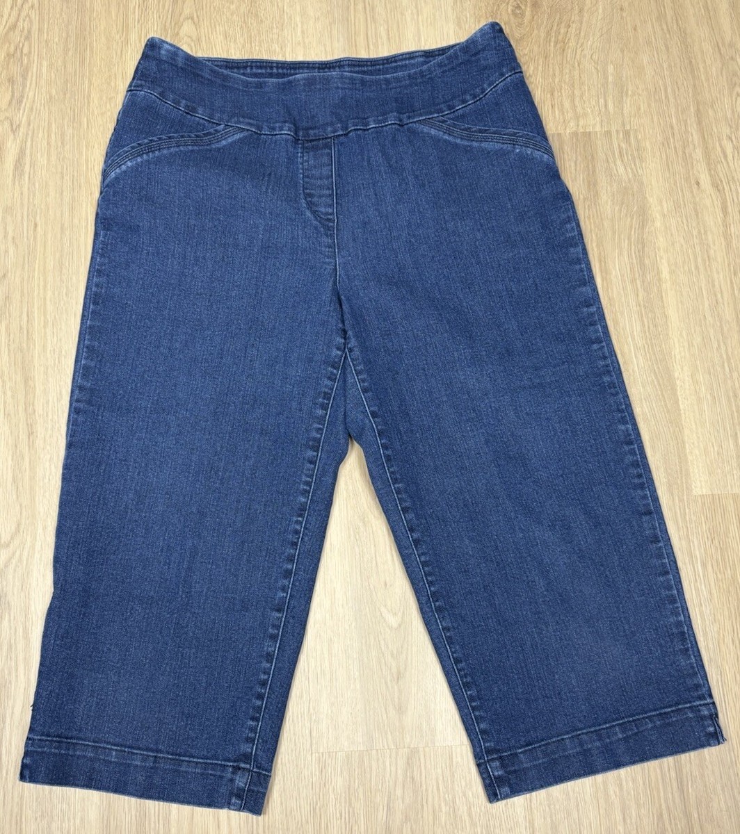 ALIA Women's Capri Jeans Size 12 DARK BLUE DENIM STRETCH Faux