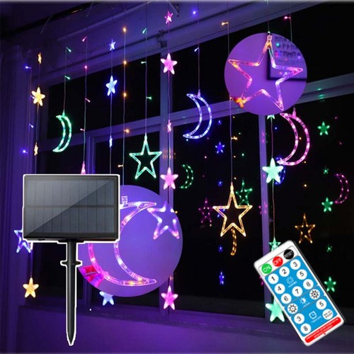 1/2x 3.5m 138 LED Star Moon String Fairy Curtain Light Ramadan Eid Mubarak Decor - Picture 2 of 32