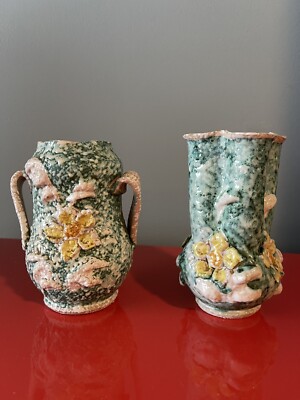 Fat Lava Glaze Vase Pair 1960s 70s Raymor Fratelli Fanciullacci MCM Retro Italy