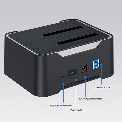 Dual-bay HDD Docking Station USB3.0 for 2.5/3.5 Inch SATA HDD/SSD (US plug) UK - Bild 4 von 11