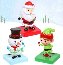 3pc-Solar Dancer Rocking SANTA SNOWMAN ELF Christmas Toy Party Favors Decoration