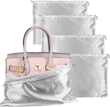 4 Pack Dust Bags for Handbags Silk Dust Cover Bags for Storage Drawstring Travel