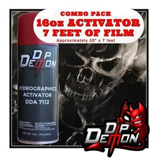 16oz hydrographic film / activator Black Flaming Skulls hydro dip dipping wizard