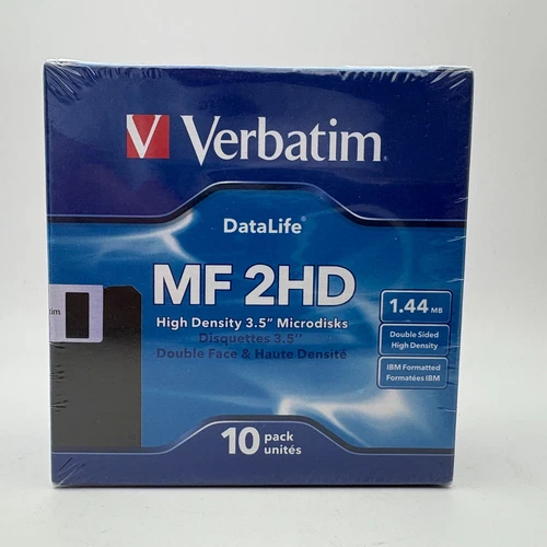 10 disquettes 3.5" VERBATIM DataLife MF2HD 1,44 MB - Boite scellée - format IBM