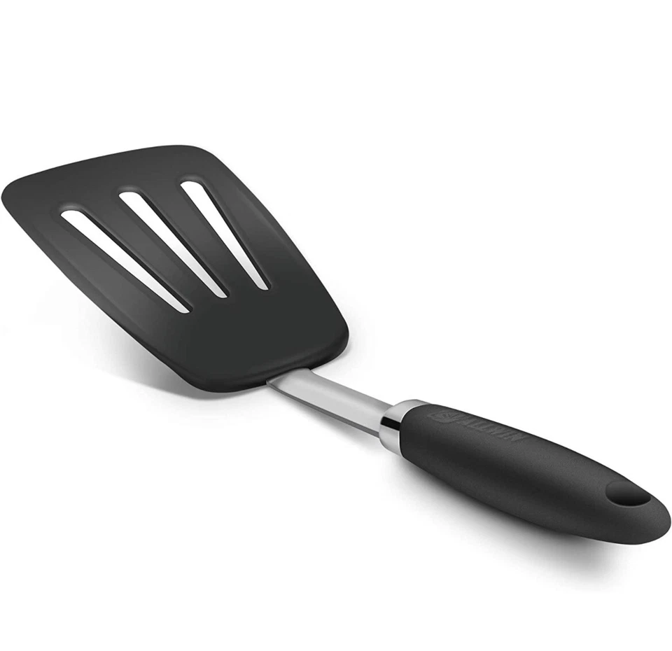 Гигиеническая твердая термостойкая гибкая силиконовая лопатка с прорезями, черная не... - Изображение 2 из 3