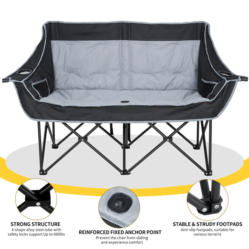NAIZEA Heated Double Camping Chair with 3 Heat Levels Fully Padded Duo Chair - Image 4 of 4