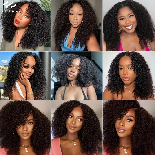 Kinky Curly Human Hair  Upart Wig No Leave Out Thin Part I-Part Wig V-Part Wig - Bild 6 von 19