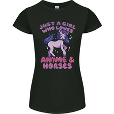 Girl Who Loves Anime  Horses Riding Womens Petite Cut T-Shirt