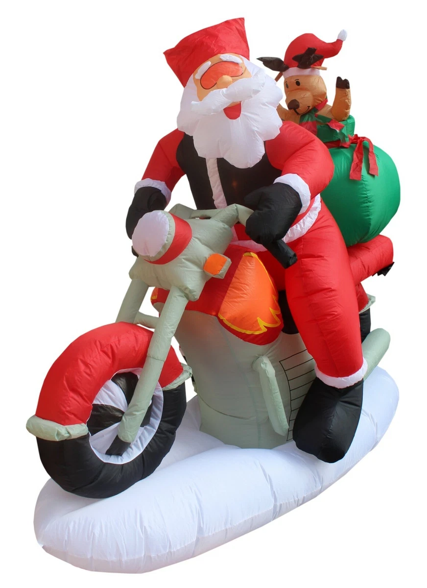 Santa On A Motorcycle Inflatable