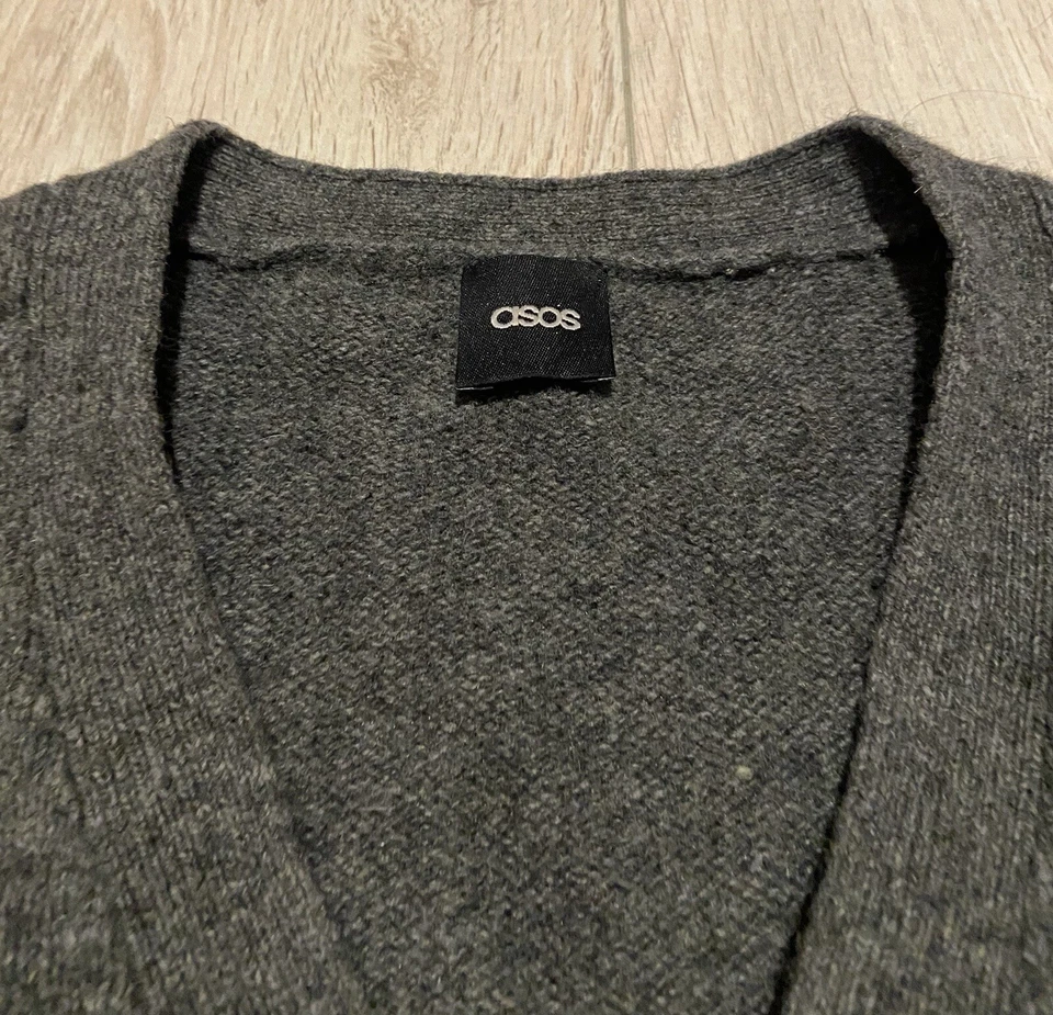Asos Wool Sweater Cardigan Basic Gray Mens - Image 3 of 4