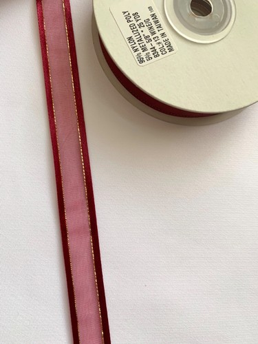 5/8" Satin & Metallic Gold Silver Edge Organza Sheer Ribbon Assorted Spool 25 yd - Picture 4 of 22