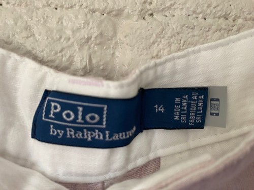 Woman's Polo Ralph Lauren Pink Striped 100% Linen Wide Leg Crop Pants size 14 - Picture 2 of 4