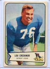 1954 BOWMAN FOOTBALL #85 LOU CREEKMUR, SP, DETROIT LIONS 072317
