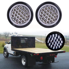 2pcs 4 inch Round Truck Trailer Tail Light Turn Backup Lamp White 24V 24 LED