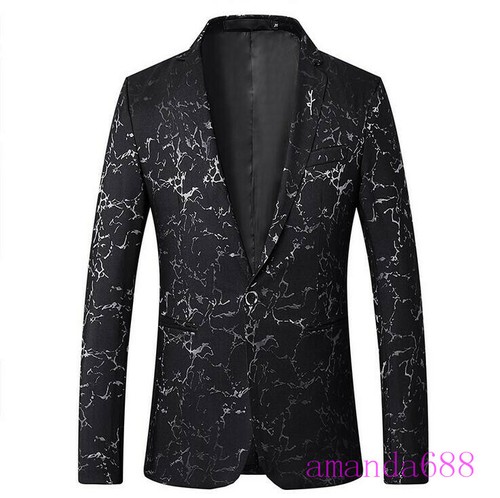 Mens Dress Coat Camo One Button Slim 