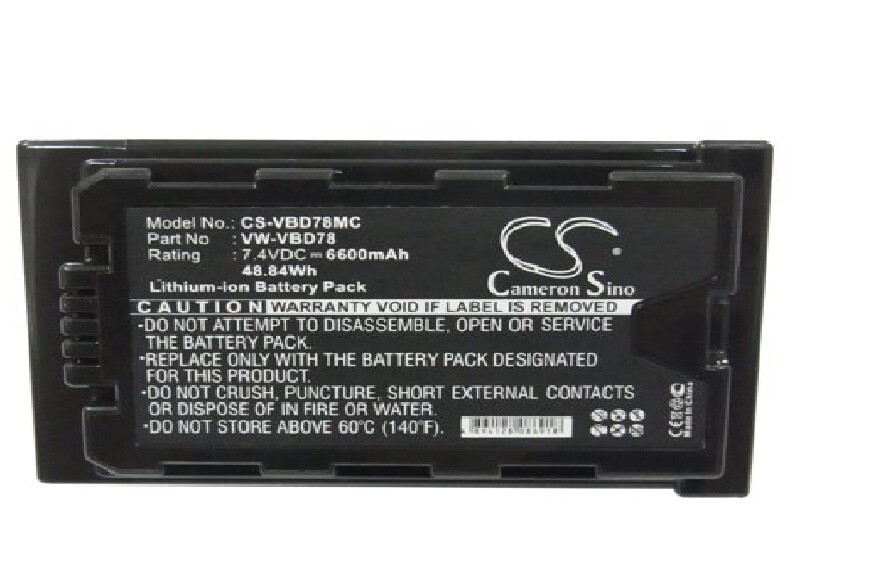 Replacement Battery For Panasonic 7.4v 6600mAh &frasl; 48.84Wh Camera Battery