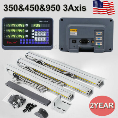 3 Axis DRO Linear Scale Kit for Bridgeport Milling Machine 350mm+450mm+950mm ,US