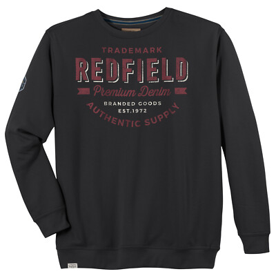 Redfield Sweatshirt Übergröße schwarz Print Used Look