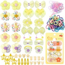 400 Pcs Baby Girls Hair Accessories Set,Baby Girls Hair Ties,Flower Bows Rubb...