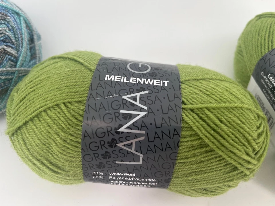 Lot of 3 Lana Grossa Meilenweit Light Fingering Yarn | Wool/Nylon Blend - Image 4 of 4