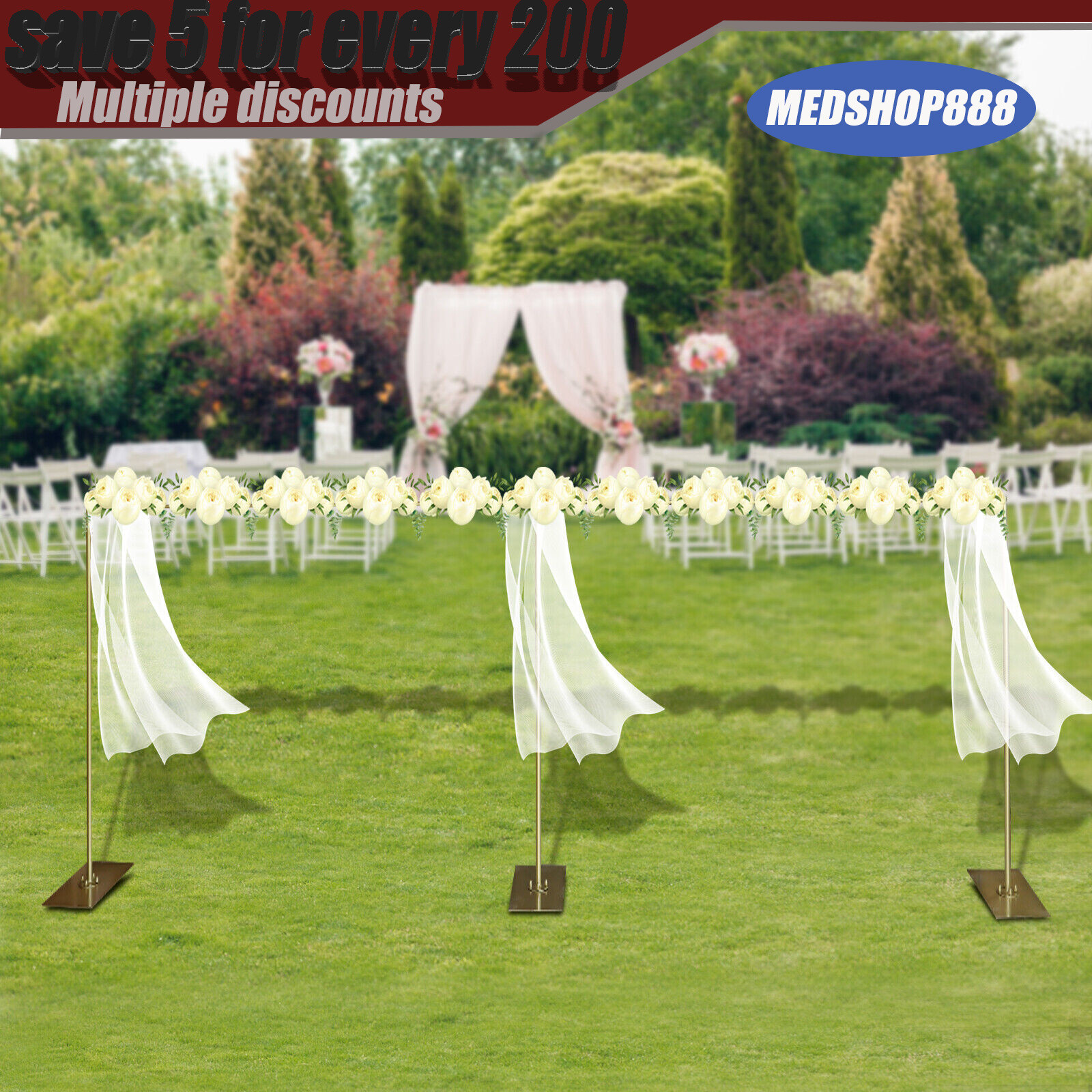 Modern Gold Steel Freestanding Rack Photography Backdrop Stand For Wedding Party