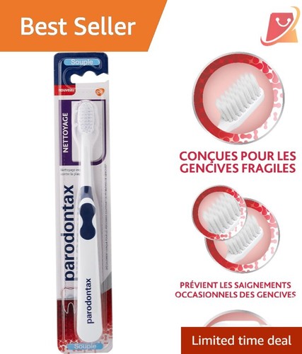 Soft Toothbrush for Sensitive Teeth, Extra Thin Bristles, Plaque Removal, Adults