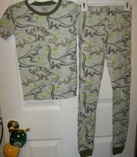 Dinosaur Stegosaurus Sauropod TRex Long 2 Piece Pajama PJ Set Boys Size 8 NWT