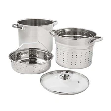 Multi-Cooker Set with Lid, 8 Qt Pasta Steam Pot, Stainless Steel, Steamer Basket