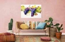 Purple Grapes Fruits Watercolour Painting Wall Art Canvas Unframed Print Art
