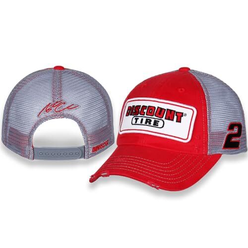 Austin Cindric #2 NASCAR Vintage Patch Structured Adjustable Red Gray Mesh Hat - Picture 1 of 1