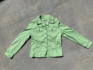 lime green denim jacket
