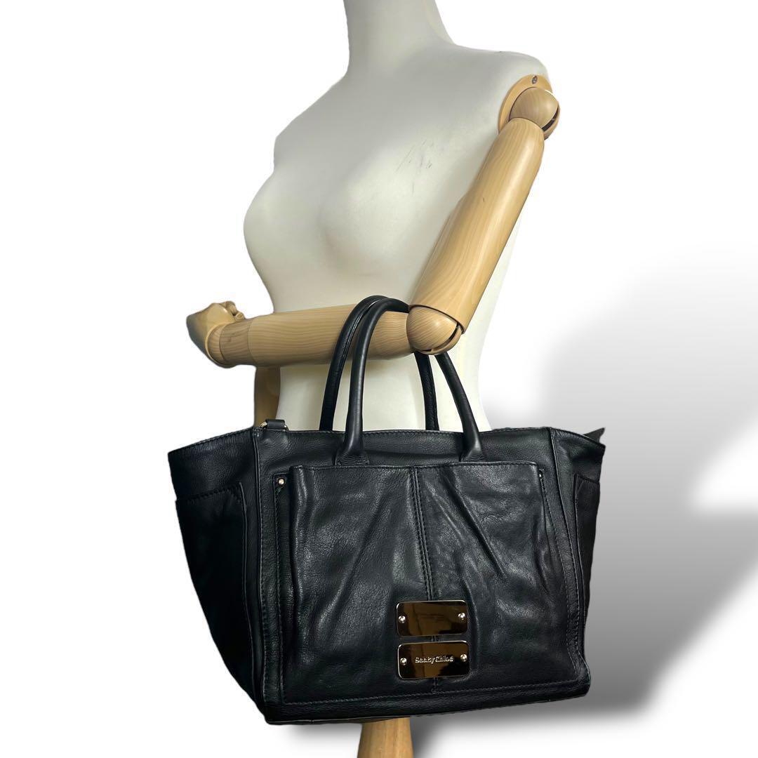 See By Chloe Black Leather Logo Shoulder Bag for Women FROM JAPAN