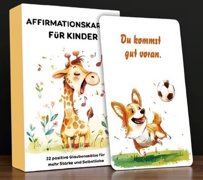 Tier-Affirmationskarten   32 Emotionale-Positive Botschaften für Kind - Deutsch