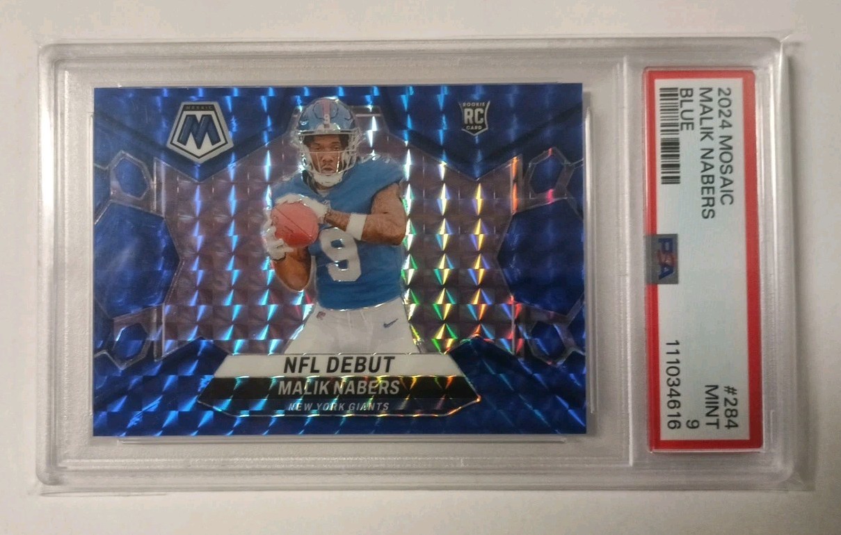 2024 Panini Mosaic NFL Debut Malik Nabers #284 Blue Mosaic Prizm /99 (RC)